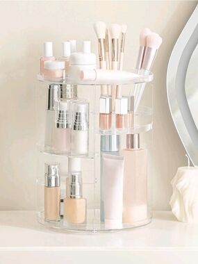 360 Rotating Makeup Organizer Adjustable Carousel Large Capacity Revolving Perfu